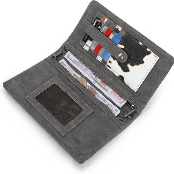 Elegant B-Gray Wrangler Women's Bifold Wallet with RFID Protection and Clutch - Picture 4 of 6
